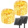 Minetom Solar String Lights 2 Packs Total 66Ft 200 LED Solar Fairy Lights Waterproof Solar Lights for Outside Patio Yard Tree Wedding Christmas Warm White