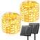 Minetom Solar String Lights 2 Packs Total 66Ft 200 LED Solar Fairy Lights Waterproof Solar Lights for Outside Patio Yard Tree Wedding Christmas Warm White
