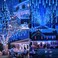 Weepong Meteor Shower Lights Outdoor Christmas Lights UL Certified Falling Rain Drop Snowfall Icicle Cascading String Light for Xmas Holiday Tree Wedding Party Garden Decor Blue 12 Inch 8 Tubes