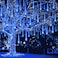Weepong Meteor Shower Lights Outdoor Christmas Lights UL Certified Falling Rain Drop Snowfall Icicle Cascading String Light for Xmas Holiday Tree Wedding Party Garden Decor Blue 12 Inch 8 Tubes