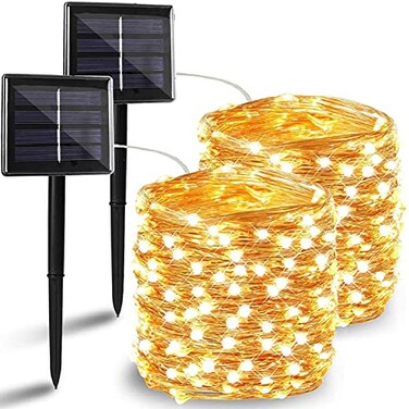 BHCLIGHT Solar String Lights Outdoor 2 Pack 144FT 400 LED Solar Twinkle Lights for Outside Waterproof Copper Wire with 8 Lighting Modes Fairy Lights for Garden Tree Birthday Xmas Patio DecorWarm White