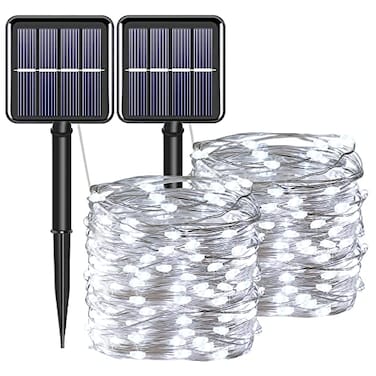 YAOZHOU Solar Fairy String Lights for Outside Outdoor Waterproof Cool White 2Pack Total 200LED 66Ft 8 Modes Mini Mini Small Solar Powered Lights for Christmas Garden Patio Fence Balcony