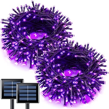 JMEXSUSS 2 Pack Solar String Lights Outdoor Waterproof Total 66 FT 200 LED Solar Christmas Lights Outdoor Twinkle Light for Christmas Tree Outside Garden Yard Xmas Decor Purple