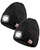 AHASTI Beanie with Light for Men 2 Pack Hat with Light Built in Rechargeable Winter Warm Knitted Headlamp Caps Gift for Men Dads Husband Led Beanie Hats with LightBlackBlack