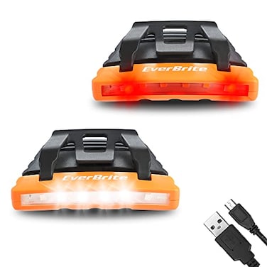 EverBrite 2 Pack Rechargeable Hat Light Waterproof Clip on Cap Light with Memory Function Red Light and Pivoting HeadIPX4 Water Resistant