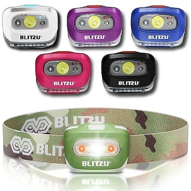 BLITZU Led Headlamp Flashlight for Adults and Kids Super Bright Outdoor Headlight Headlamps Head Lamp with Red Safety Light Great for Running Camping Reading Hiking at Night Time CAMO