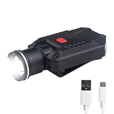 FISHNU 500 Lumens Clipon Hat LightUSB Rechargeable Led Cap LightNo Red Ring and Aluminum Alloy Zoomable Head Baseball Hat LampTightly Clip Designed Spotlight