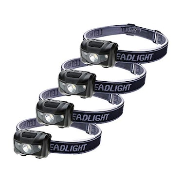 HappyOrange 4 Pack LED Headlamp IPX4 Waterproof Headlight 4 Modes with Red Light 45 Adjustable Lightweight for Camping Hiking Running Fishing Emergency Adults Kids