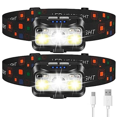 LHKNL Headlamp Rechargeable Lumen Super Bright Motion Sensor Head Lamp Flashlight2Pack Waterproof LED Headlight with White Red Light8 Modes Head Lights for Camping Cycling Running Fishing