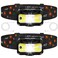 MIOISY Headlamp Rechargeable Ultra Bright LED Head Lamp Flashlight with White Red Light 2 Pack Motion Sensor Waterproof Headlight 8 Modes Lights for Camping Fishing Running