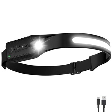 Nessciera Rechargeable LED Headlamp 400 Lumens USBC 5 Modes Lightweight Adjustable