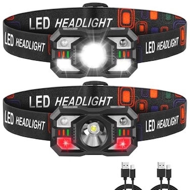 Staaricc Headlamp Rechargeable LED Headlamp with Red Light 2Pack Headlamps for Adults Head Lamps LED Rechargeable Headlight Motion Sensor Head Lights for Forehead Hardhat Running Hunting Camping