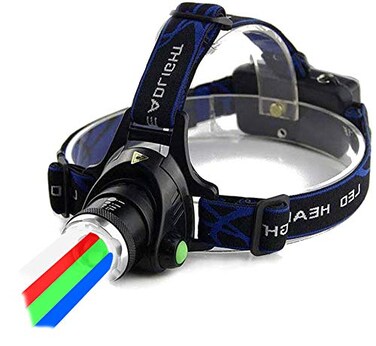 TotaLohan 4 in 1 Multicolor Headlamp 800 Lumen Zoomable One Mode White Red Green Blue Light Hunting Headlight
