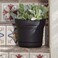 Bloem Saturn 10 Round Plastic Planter IndoorOutdoor Snapin Saucer Drainage Holes Black