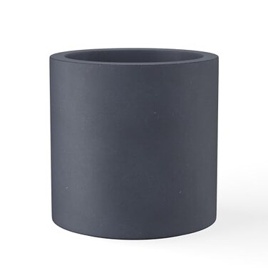 Kante 98 Medium Concrete Planter Compact Cylinder Plant Pot with Drainage Hole Rubber Plug Breathable Handmade Cement Container for Desk Tabletop Indoor Outdoor Charcoal Gray