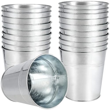 MUKCHAP 20 Pack Galvanized Planters Bucket Galvanized Flower Plant Pot Small Decor Galvanized Metal Bucket for Parties and Weddings Storage Crafts 472 x 472 x 354 Inch