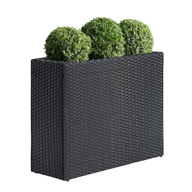SUNNYPARK Tall Rectangular Planter with Removable Liner AllWeather PE Rattan Large Modern Planters Indoor Outdoor Flower Plant Pots Garden Box Patio Yard Front Porch Deck
