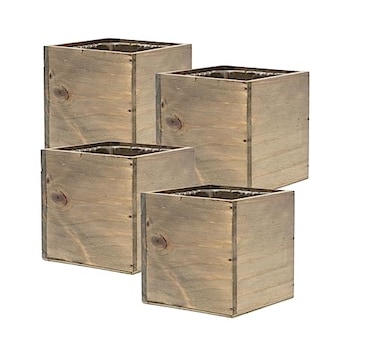 Collection by Wooden Planter Box Rustic Barn Wood with Plastic Liner l Garden Decor l Restaurant and Wedding Decorations l Wedding Bouquets Table Centerpiece 5x5 Set of 4 Natural