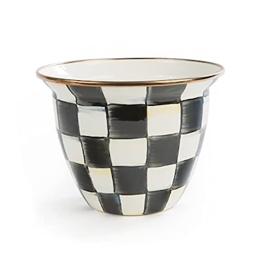 MACKENZIE-CHILDS MACKENZIECHILDS Flowerpot Decorative Garden Pot for Growing Plants BlackandWhite Courtly Check