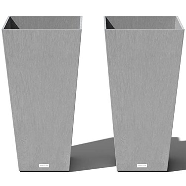 Veradek VResin IndoorOutdoor Taper Planter Set of 2 30 inch Grey