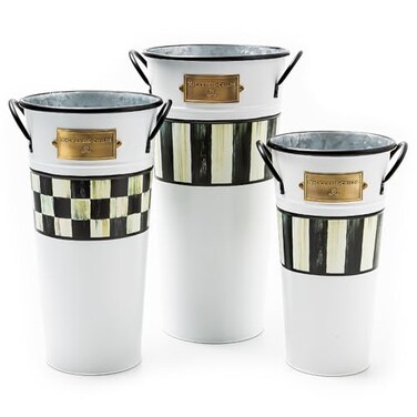 MACKENZIE-CHILDS MACKENZIECHILDS Galvanized Flower Buckets Decorative Metal Buckets Spectator Set of 3