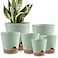 YNNICO Indoor Self Watering Planters with Drainage Holes and Saucers 8 7 65 6 55 5 Inches Green 6 Pots