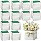 Dandat 12 Sets 4 Inch Wooden Cube Planter Boxes for Centerpiece Flower White Wood Rustic Square Vase with Removable Plastic Liner Floral Foam Block for Garden Wedding Home Arrangement Decor