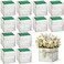 Dandat 12 Sets 4 Inch Wooden Cube Planter Boxes for Centerpiece Flower White Wood Rustic Square Vase with Removable Plastic Liner Floral Foam Block for Garden Wedding Home Arrangement Decor