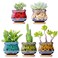 LamDawn Cute Ceramic Succulent Garden Pots Planter with Drainage and Attached Saucer Set of 5 Plants Not Included Fambe