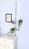 BAOYOUNI Indoor Plant Pole Stand Tension Rod Hanger Window Sill Flower Display Rack Holder Adjustable Corner Vertical Storage Organizer with 3 Trays 1 Arm for Counter Top Ivory