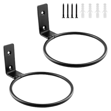 Jiozermi 2 Pack 6 inch Flower Pot Holder Ring Flower Pot Holder Ring Wall Mounted Set Wall Mounted Metal Planter Hanger Matte Black Hanging Plant Holder
