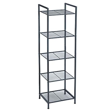 SONGMICS 5Tier Storage Rack Bathroom Shelf Extendable Plant Stand with Adjustable Shelf for Bathroom Living Room Balcony Kitchen Black UBSC35BK 118 x 15 x 504 Inches