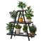 Furshus Bamboo Plant Stand IndoorOutdoor 3Tier Black Rectangular 8 Potted Flower Holder Ladder Plant Rack