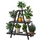 Furshus Bamboo Plant Stand IndoorOutdoor 3Tier Black Rectangular 8 Potted Flower Holder Ladder Plant Rack
