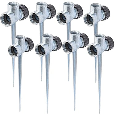 Hourleey 8 Pack 12 inch Zinc Alloy Lawn Sprinkler Spike Base Water Flow Thru Sprinkler for Yard Lawn Garden and Grass Irrigation