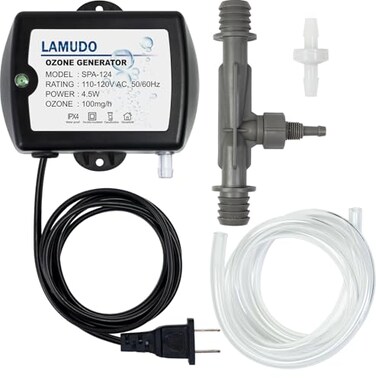 Lamudo Ozone Generator for Cold Plunge with Venturi Injector SPA124 SPA Ozonator Kit for Hot tubs and Swim Spas 100mgh Mini Ozone GeneratorNEMA 115 Plug
