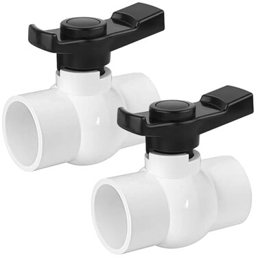 Boltigen 2Pack 112 inch Slip PVC Ball Valves 15 SCH40 PVC Water Shut Off Valve with Double Socket Full Flow Port T Handle Plastic Control Valve for Pool Irrigation Sewage Water Pipe