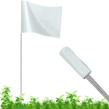 JIZHGRAD 100Pack White Marking Flags 16x4x5 Inch Marker Flags Use for Yard Lawn Boundary Dog Training Survey Landscape Sprinkler Surveyor Garden Construction High Visibility Sturdy Versatile UV Weathe