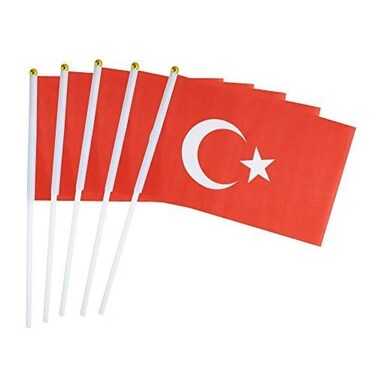 ZxxVZG 5 Pack Turkey Mini HandHeld Stick FlagSuitable For Various Holiday PartiesAnd National Flag Day