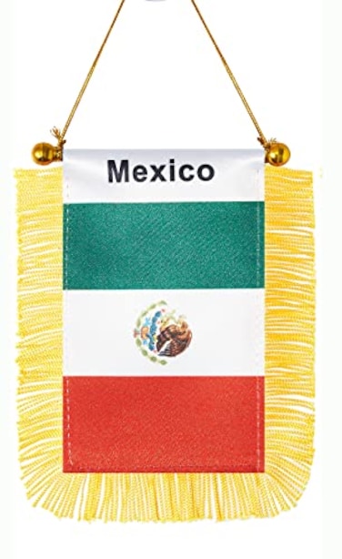 CANTENDO Mexico Window Hanging FlagMini Mexican Car Flag with Pole Tassel Suction Cup Rearview Mirror Decoration3x5 Inch