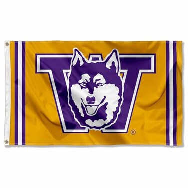 College Flags Banners Co Washington UW Huskies Vintage Retro Throwback 3x5 Banner Flag
