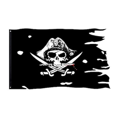 FLAGLINK Dead Mans Chest Skull Bones Jolly Roger Flag 3X48Fts Crossbone Pirate Banner Creepy Ragged