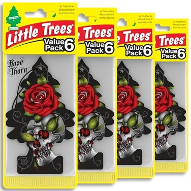 LITTLE TREES Car Air Freshener Hanging Tree Provides Long Lasting Scent for Auto and Home 24 Air Fresheners Rose Thorn