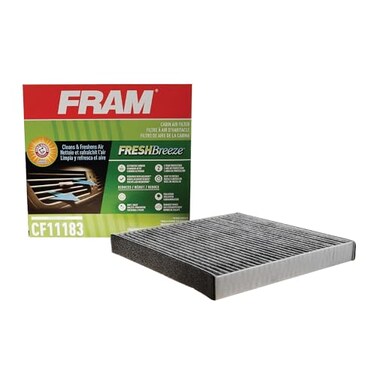 Fram FRAM Fresh Breeze Cabin Air Filter Replacement for Car Passenger Compartment w Arm and Hammer Baking Soda Easy Install CF11183 for Select Dodge and Jeep vehicles white