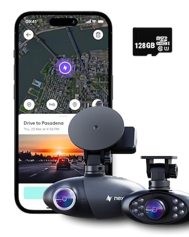 Nexar Pro Dual Dash Cam 1 Year App Subscription Included Unlimited Cloud Storage Drive Recordings Parking Mode Night Vision All Inside The App WiFi HD Front Dash Cam 256 GB SD