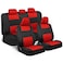 BDK PolyPro Car Seat Covers Full Set in Red on Black Front and Rear Split Bench Seat Covers Easy to Install Accessories for Auto Trucks Van SUV