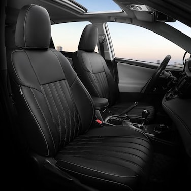 FEINEPRO RAV4 Seat Covers for Toyota RAV 4 2013 2014 2015 2016 2017 2018 Gas XLE Limited Platinum Adventure SE 20162018 not for LE Hybrid Faux Leather Car Seat Covers Full Set Black