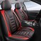 FREESOO Car Seat Covers Leather Seat Cover Full Set Waterproof Automotive Cushion Protector Accessories Airbag Compatible Universal Fit for 5 Seats Vehicle Black Red 8