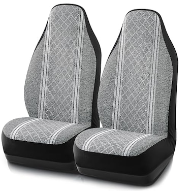 Road Comforts Baja Blanket Seat Covers Gray Diamond High Back Bucket Seat Covers Jacquard Fabric Airbag Compatible Universal Fit for Cars Trucks SUVs and Vans