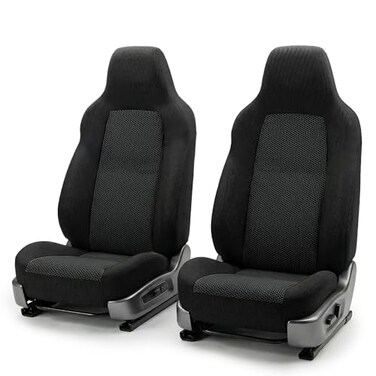 FH Group Car Seat Covers High Back Classic Cloth Front Pair Set with Gift Easy to Install Universal Fit for Cars Trucks SUVs Black FB102102